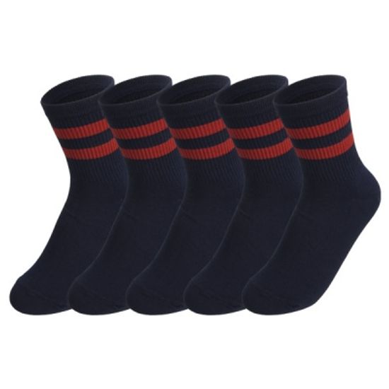 [쿠비카]투 라인 밴드 중목 여성양말 5종세트 M233