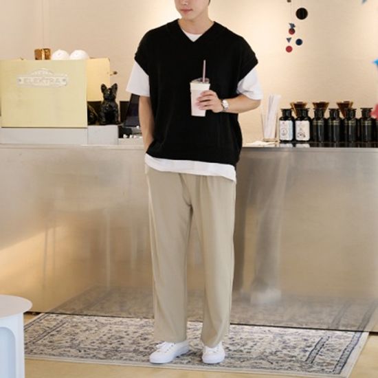 남여 올데이 밴딩 팬츠 스판 테이퍼드 와이드 조거