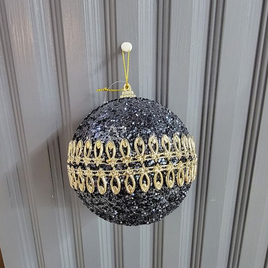 [도토로]다크블루 장식볼 2p(10cm) (더블골드라인)