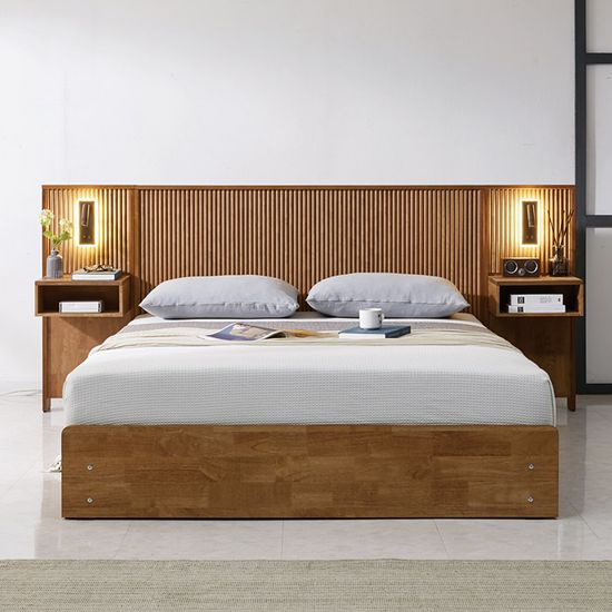 [보루네오]KC759 원목침대 K (사이드패널2개)