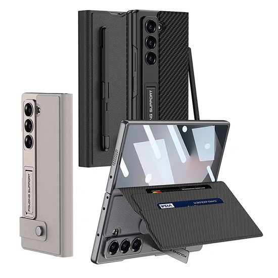 갤럭시z폴드6 마그네틱 가죽 플립 펜수납 카드 케이스