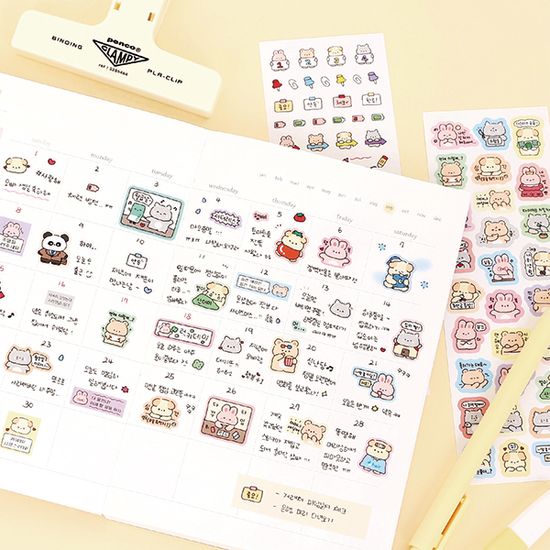 뽀시래기 친구들 스티커 팩 6장 세트 2탄