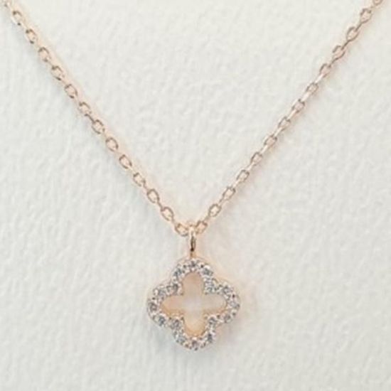 [애슬릿]전체 실버 클로버 큐빅 여자 은 목걸이