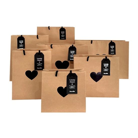 하트 정사각 쇼핑백 (소) 20x20x8 (10매)