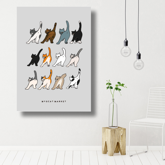 묘캣마켓 똥꼬 자랑냥 고양이 A3 일러스트 포스터