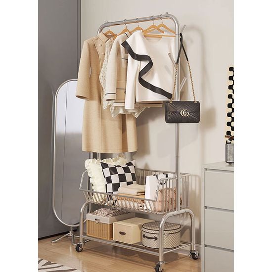 2칸 이동식 행거 스탠드 옷걸이 옷장 선반 철제 헹거