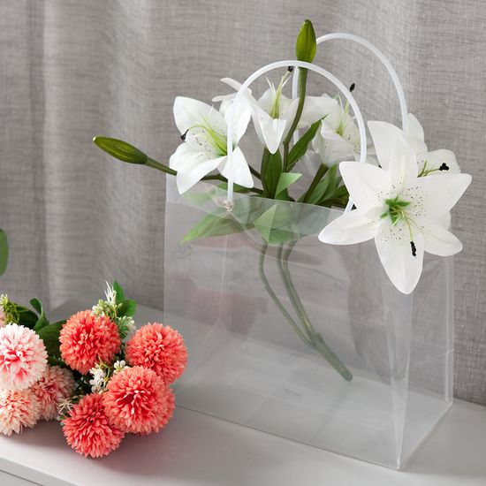 꽃다발 투명 쇼핑백 PP 정사각형 3호 (대) 26x26cm