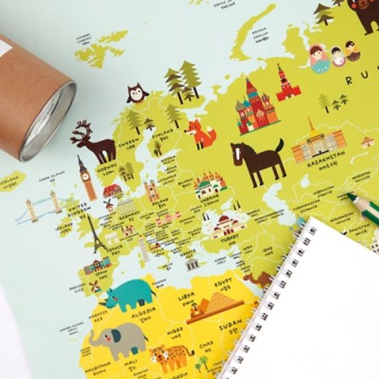 [기성]세계지도동물 랜드마크