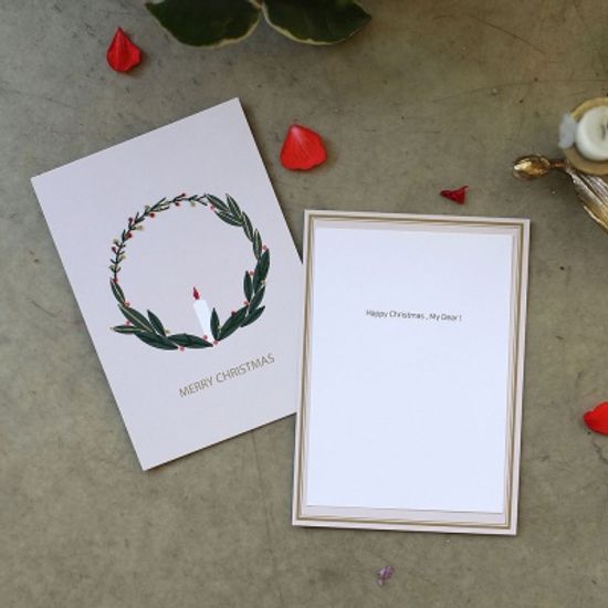 캔들리스 크리스마스 카드 2장 세트 : 종이자수