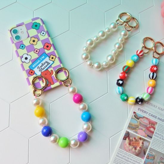 진주 비비드 구슬 폰 스트랩