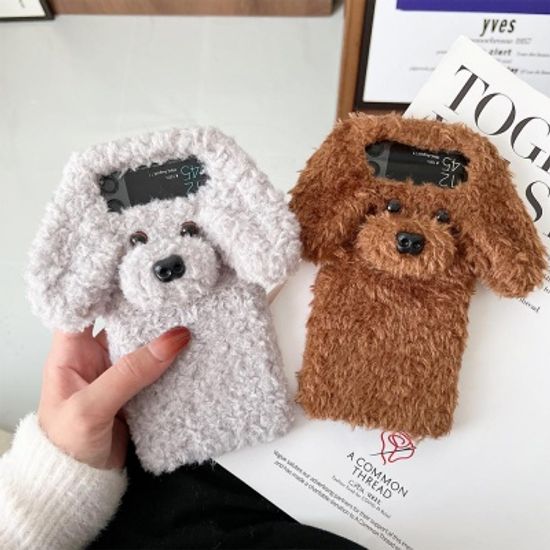 갤럭시 z플립3 푸들 강아지 퍼 뽀글이 털 인형 케이스