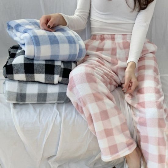 어나더뷰 커플 왕따숩 체크 수면바지 극세사 1370