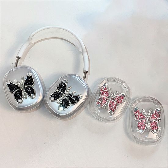 에어팟맥스 큐빅 나비 헤드셋 투명 실리콘 캡 케이스