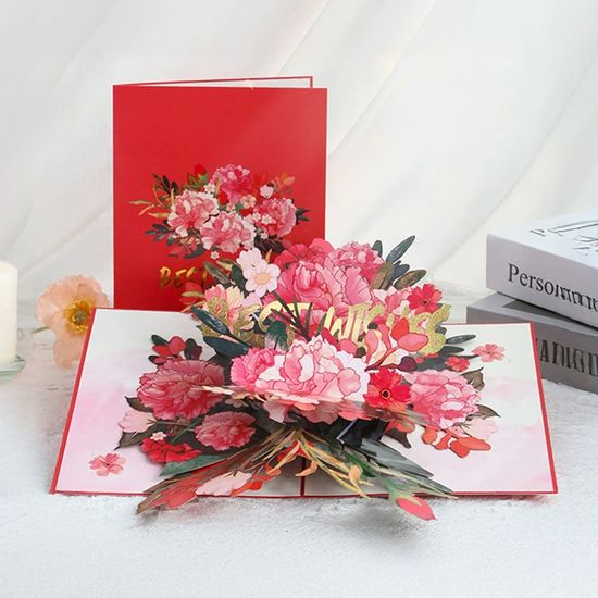 베스트위시 팝업 카드 레드 생일 축하 메세지 입체