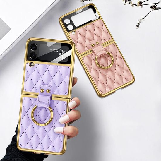 갤럭시z플립 3 4 5 6 7 골드 프레임 링 손잡이 케이스