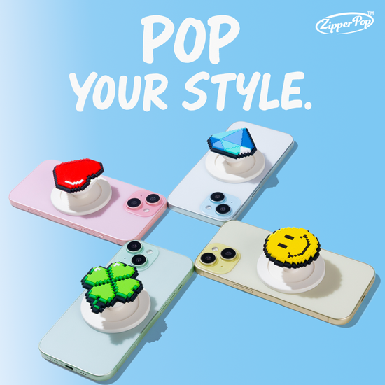 [지퍼팝] 3D 픽셀 맥세이프 스마트톡-레인보우 화이트