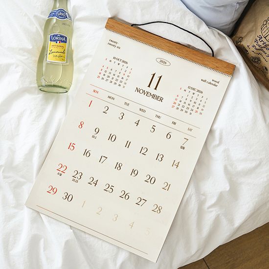 라인웍스 2026년달력 2026 우드 벽걸이 달력 B4