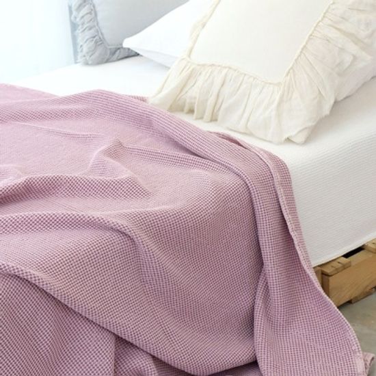 꿀잠 모달와플 피그먼트 이불 겸용 스프레드 -퍼플