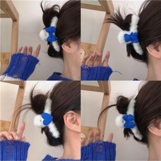 화이트 퍼 겨울 반올림 집게핀 대왕 집게핀 머리고정