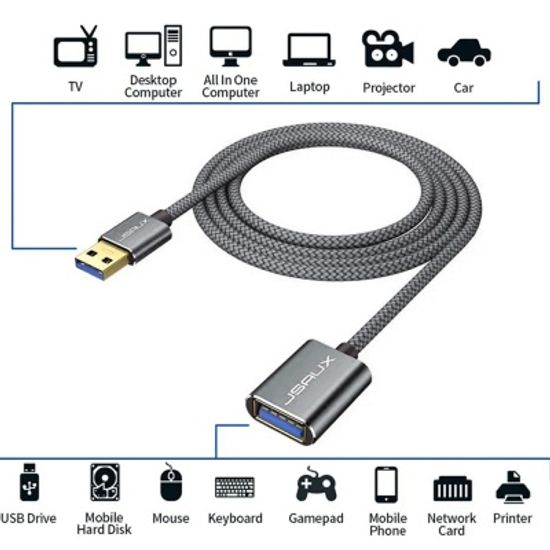 JSAUX USB 3.0 연장케이블 메탈 고속충전 연장선