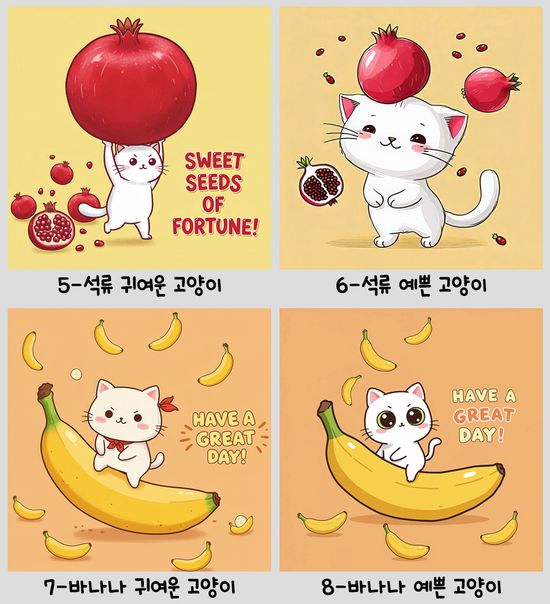 사과 귀여운 고양이 그림 인테리어 액자 팝아트 소형