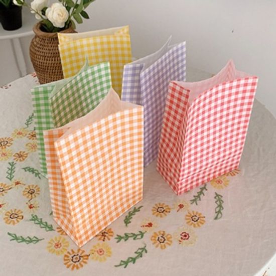 Gingham Check Paper Bag 깅엄체크 종이백(5가지 색/5장 세트)