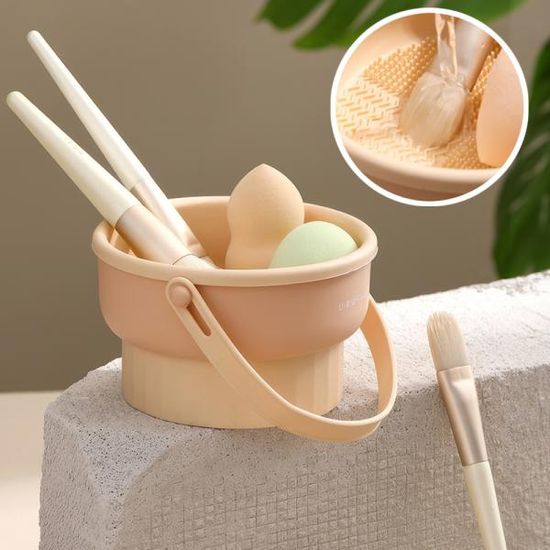 메이크업 브러쉬클리너 베이지 세척패드 건조대 E110