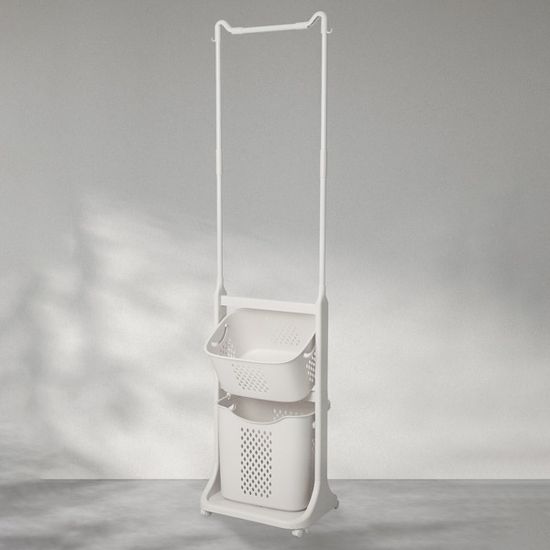 이동식 행거형 세탁 건조 올인원 2단 스윙 빨래바구니