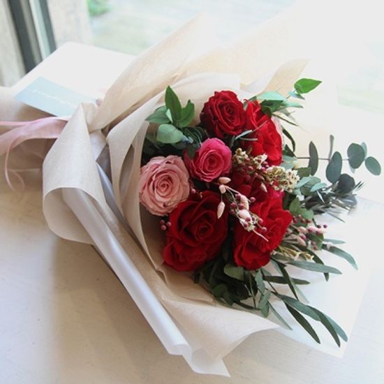 레드&핑크장미꽃다발(프리저브드플라워)