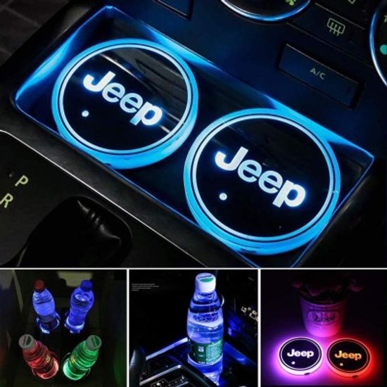 JEEP 지프 랭글러 로고 차량용 LED 발광 컵홀더