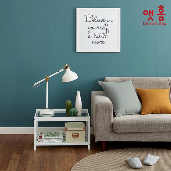 앳홈 와이드 강화유리 미니 협탁 600 3color