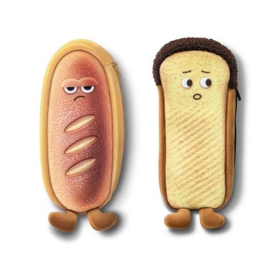 20CM 토스트 빵 캐릭터 필통 연필 케이스 지퍼 파우치