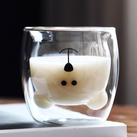 행복카페 이중 유리컵 250ml (4type)