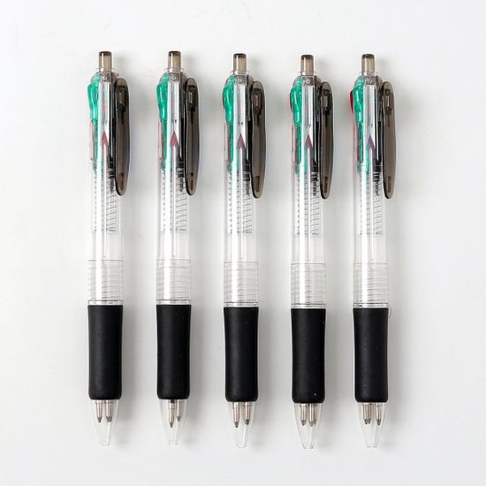 슬림투명 4색 멀티 볼펜 5p세트(0.7mm) 사무용 다색펜