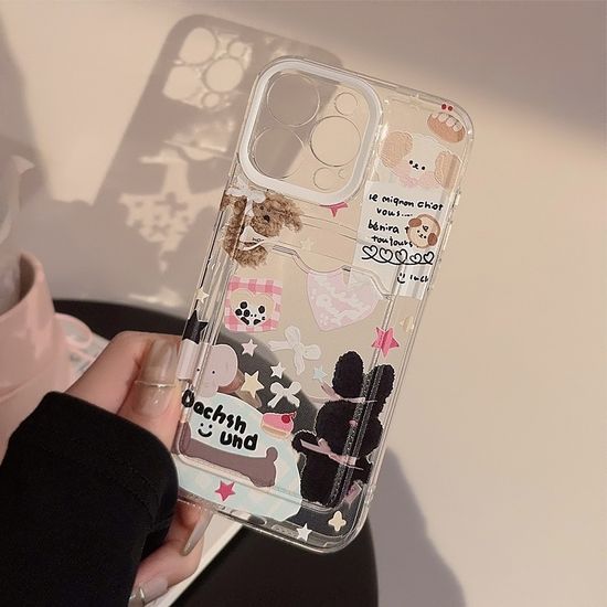 아이폰 17 16 15 14 13 감성 캐릭터 투명 카드 케이스