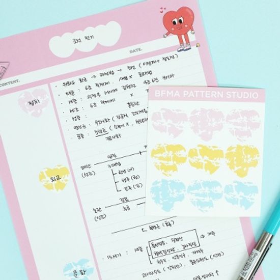 BFMA 마블패턴 하트 스티커 - 핑크