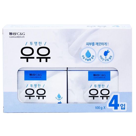투명한 우유 비누 100g x 4개입 동산씨앤지(WB7B8A4)
