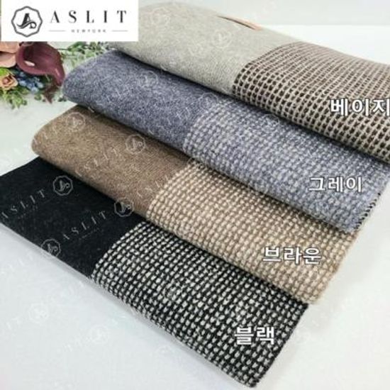 [애슬릿]캐시미어 체크 니트 미니 머플러 목도리