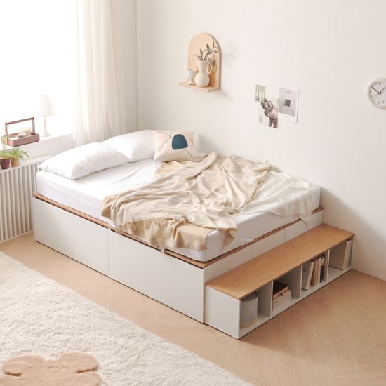 수납형 침대발판이 있는 침대 반려견 Q P0000BLS