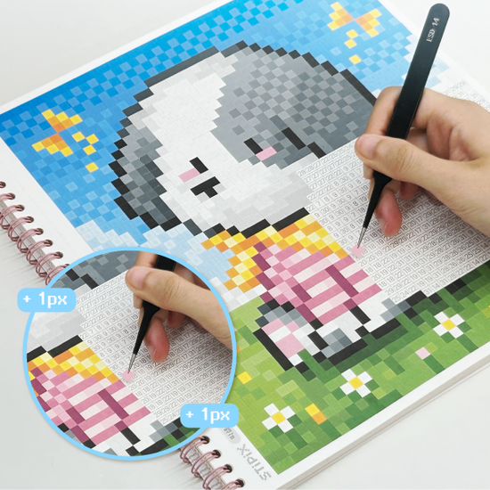 스티픽: 동물편, 픽셀 스티커 컬러링북 DIY 키트