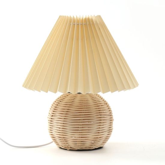 라탄무드 밝기조절 테이블 스탠드 플리츠 베드 램프