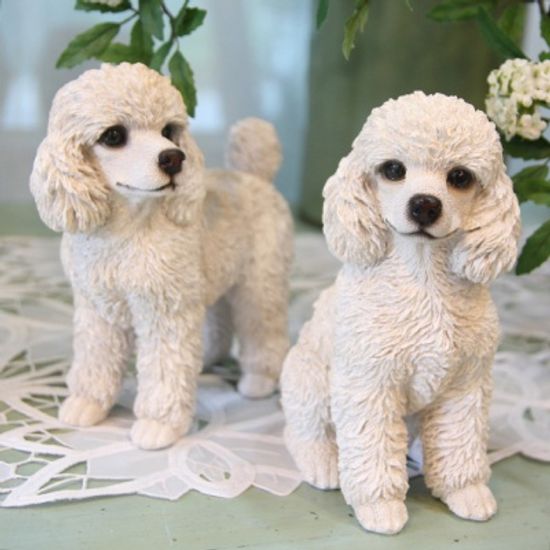 (화이트) 푸들 커플 장식인형