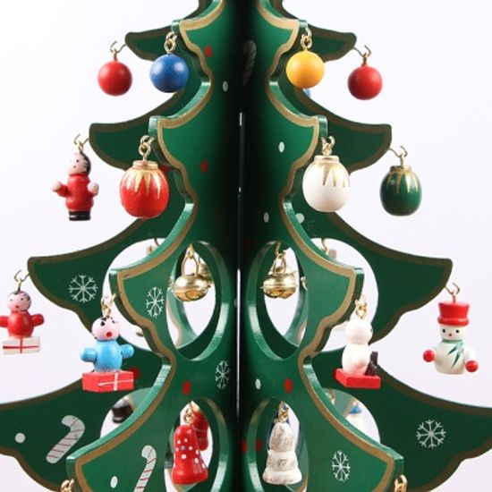 초록 십자형 오르골 크리스마스 트리(33cm)