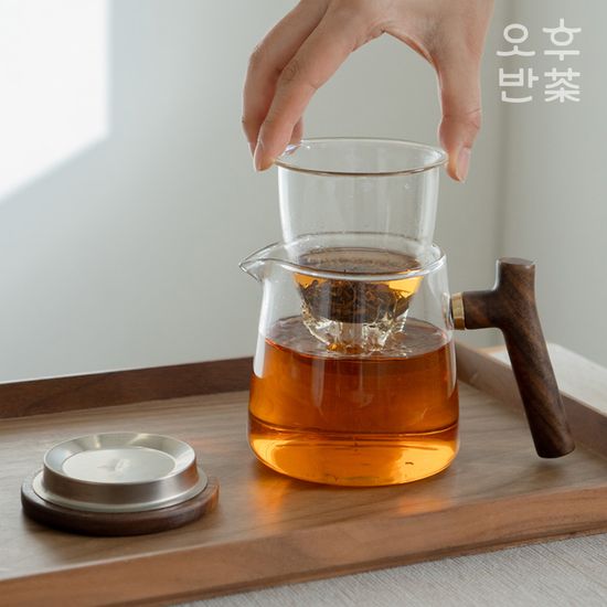 오후반차 호두나무 티팟 티포트 세트 