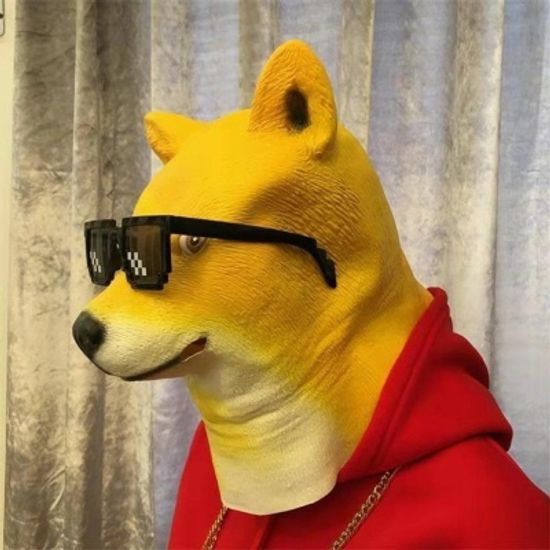 할로윈코스튬 도지가면 시바견가면 녹색물고기가면