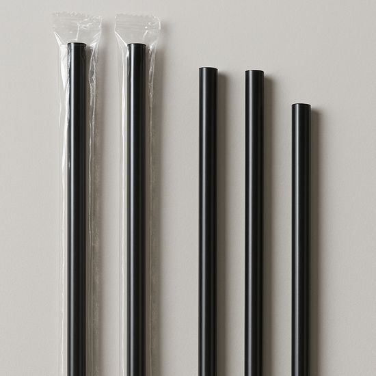 일회용빨대 커피빨대 검정 7mm 25cm 500개 (개별포장)