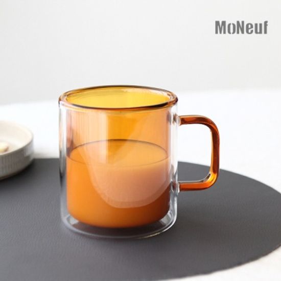 모네프 더블월 컬러 유리 머그 320ml