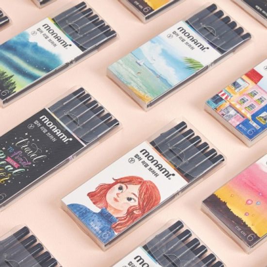 모나미 컬러 리얼 브러쉬 6색 세트