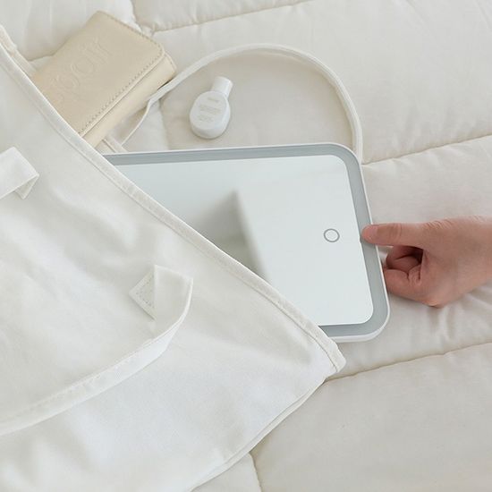 무아스 뷰티 스퀘어 메이크업 무선 LED 거울 휴대용