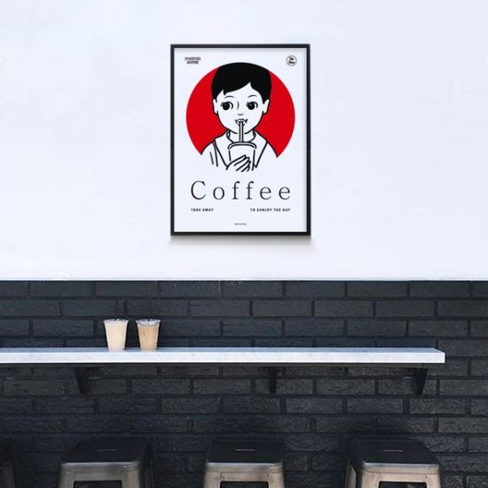 엔조이 커피 M 디자인 포스터 카페